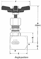 Hoke Needle Valve 2200 Series Angle Pattern Dim. Drawing
