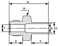 Truelok Face Seal to Tube Weld High Flow Connector Drawing