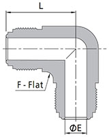 FR Series High Flow Body Union Elbow Dimensions