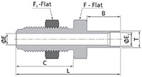 FR Series High-Flow Bulkhead Body to Tube Butt Weld Dimensions