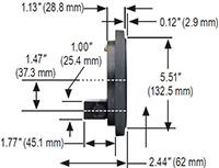 NOSHOK 1000 Series Piston Type Differential Gauge Side Dimensions