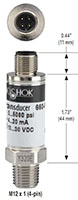 NOSHOK 660 Series Micro-Size Pressure Transducer M12x1 (4-pin) Dimensions