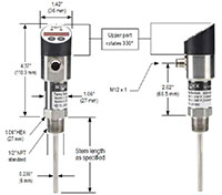 NOSHOK 850 Series Electronic Indicating Temperature Transmitter/Switch Dimensions