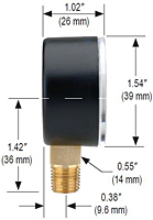 NOSHOK 15-100 Dial Pressure Gauge Dimensions