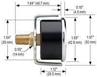 NOSHOK 15-120 Dial Pressure Gauge Dimensions