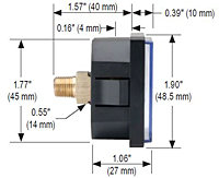 NOSHOK 20-148 Dial Pressure Gauge Dimensions