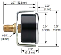 NOSHOK 25-120 Dial Pressure Gauge Dimensions