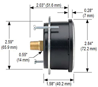 NOSHOK 25-224 Dial Pressure Gauge Dimensions