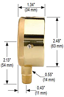 NOSHOK 25-300 Dial Pressure Gauge Dimensions