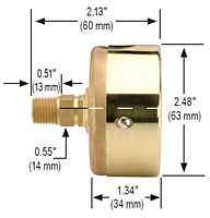 NOSHOK 25-310 Dial Pressure Gauge Dimensions