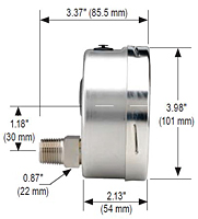 NOSHOK 40-410 Dial Pressure Gauge Dimensions