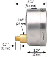 NOSHOK 40-911 Dial Pressure Gauge Dimensions 