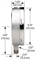 NOSHOK 60-400 Dial Pressure Gauge Dimensions