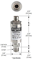 NOSHOK 200 Pressure Transducer 4 Pin Bendix Dimensions