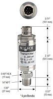 NOSHOK 200 Pressure Transducer 6 Pin Bendix Dimensions