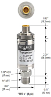 NOSHOK 200 Pressure Transducer M12 x 1 (4-pin) Dimensions