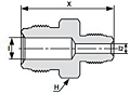 Truelok Face Seal Double Male Reducing Union Drawing