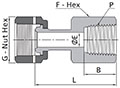 FR Series Welded Gland To Female NPT Dimensions