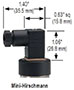 NOSHOK 300 Pressure Transducer Mini-Hirschmann Dimensions