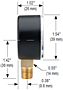 NOSHOK 15-100 Dial Pressure Gauge Dimensions