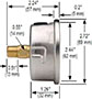 NOSHOK 25-911 Dial Pressure Gauge Dimensions