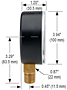 NOSHOK 40-100 Dial Pressure Gauge Dimensions