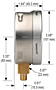 NOSHOK 40-200 Dial Pressure Gauge Dimensions